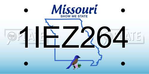 1IEZ264 Missouri License Plate