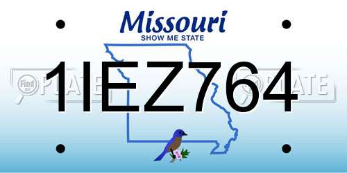 1IEZ764 Missouri License Plate