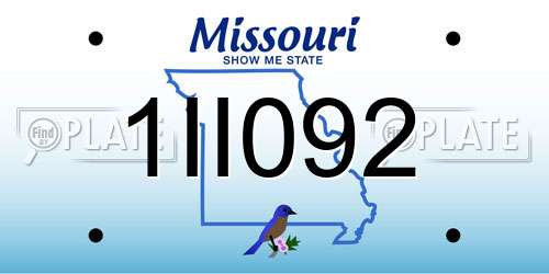 1II092 Missouri License Plate