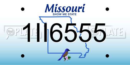 1II6555 Missouri License Plate