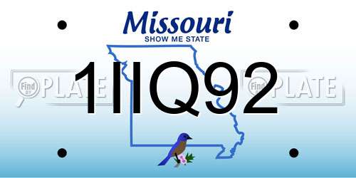 1IIQ92 Missouri License Plate