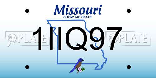 1IIQ97 Missouri License Plate