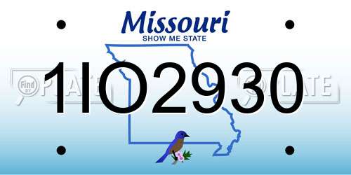 1IO2930 Missouri License Plate