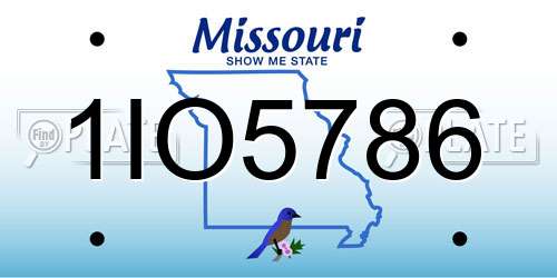 1IO5786 Missouri License Plate
