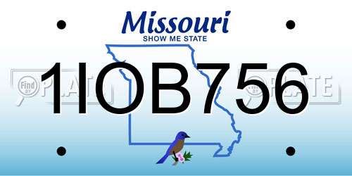 1IOB756 Missouri License Plate