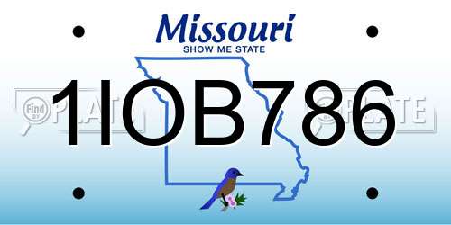 1IOB786 Missouri License Plate