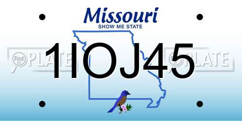 1IOJ45 Missouri License Plate
