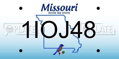 1IOJ48 Missouri License Plate
