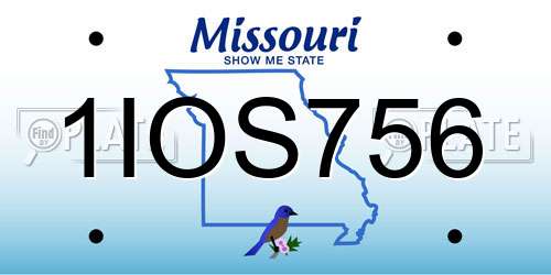 1IOS756 Missouri License Plate