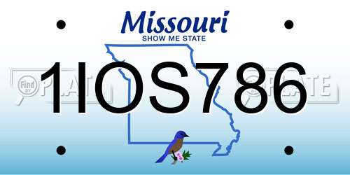 1IOS786 Missouri License Plate