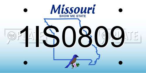 1IS0809 Missouri License Plate