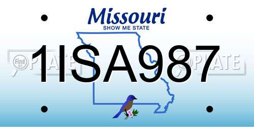 1ISA987 Missouri License Plate