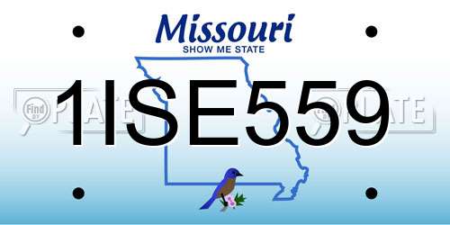 1ISE559 Missouri License Plate