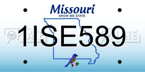 1ISE589 Missouri License Plate