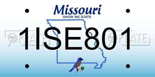 1ISE801 Missouri License Plate