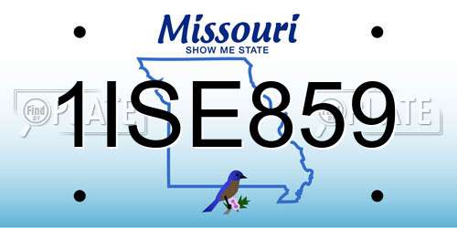 1ISE859 Missouri License Plate