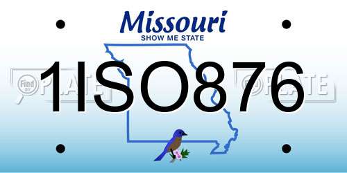 1ISO876 Missouri License Plate