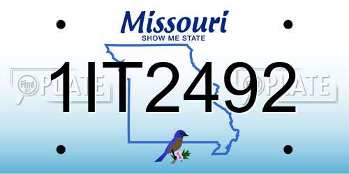 1IT2492 Missouri License Plate