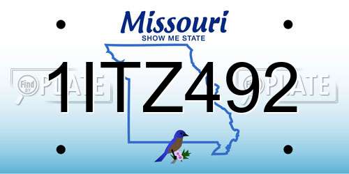 1ITZ492 Missouri License Plate