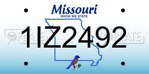 1IZ2492 Missouri License Plate