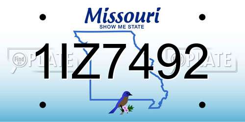 1IZ7492 Missouri License Plate
