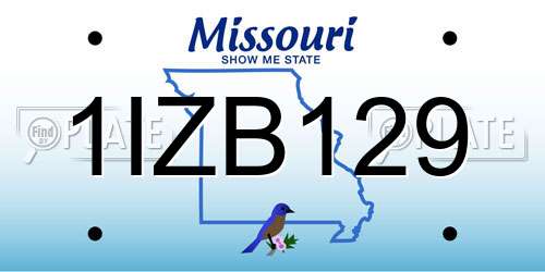1IZB129 Missouri License Plate