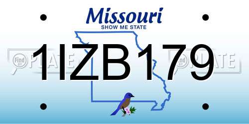 1IZB179 Missouri License Plate