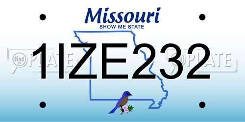 1IZE232 Missouri License Plate