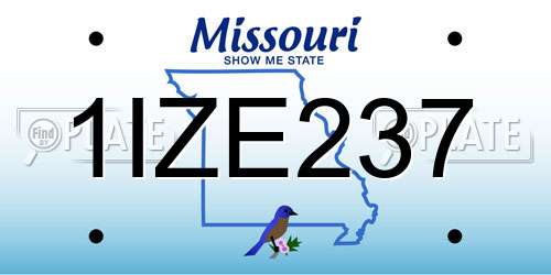 1IZE237 Missouri License Plate