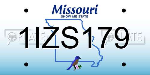 1IZS179 Missouri License Plate