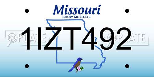1IZT492 Missouri License Plate