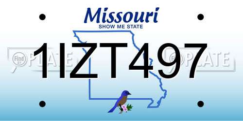 1IZT497 Missouri License Plate
