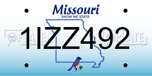 1IZZ492 Missouri License Plate