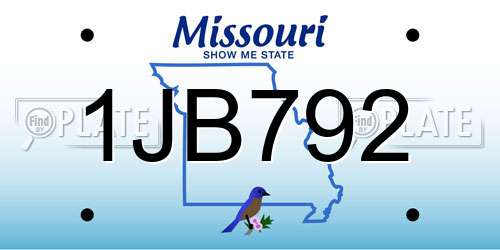 1JB792 Missouri License Plate
