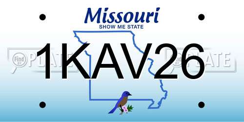 1KAV26 Missouri License Plate