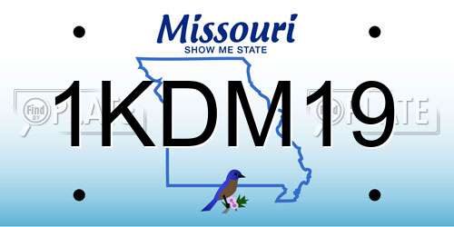 1KDM19 Missouri License Plate