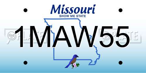 1MAW55 Missouri License Plate