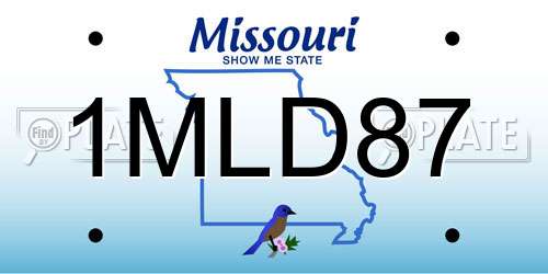 1MLD87 Missouri License Plate