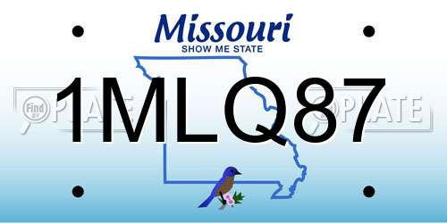 1MLQ87 Missouri License Plate