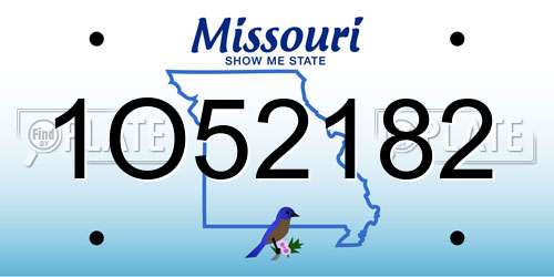 1O52182 Missouri License Plate