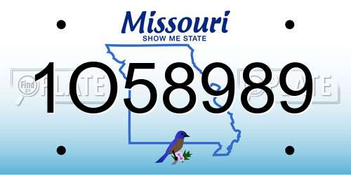 1O58989 Missouri License Plate