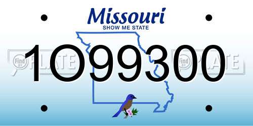 1O99300 Missouri License Plate