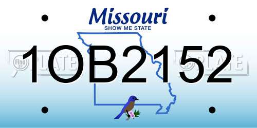 1OB2152 Missouri License Plate