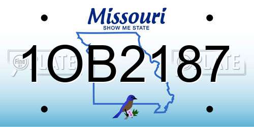 1OB2187 Missouri License Plate