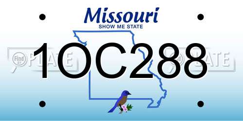 1OC288 Missouri License Plate