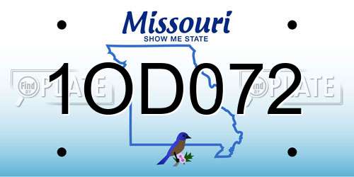 1OD072 Missouri License Plate