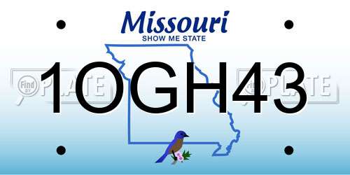 1OGH43 Missouri License Plate