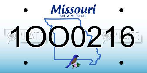 1OO0216 Missouri License Plate