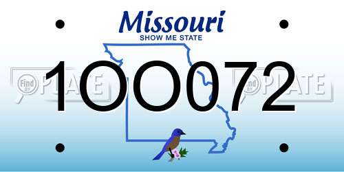1OO072 Missouri License Plate