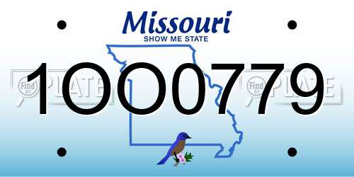 1OO0779 Missouri License Plate